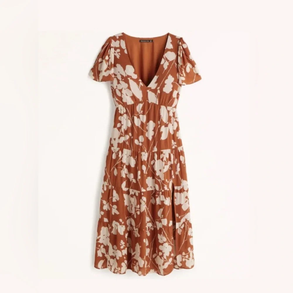 Abercrombie & Fitch Floral Orange Maxi Dress